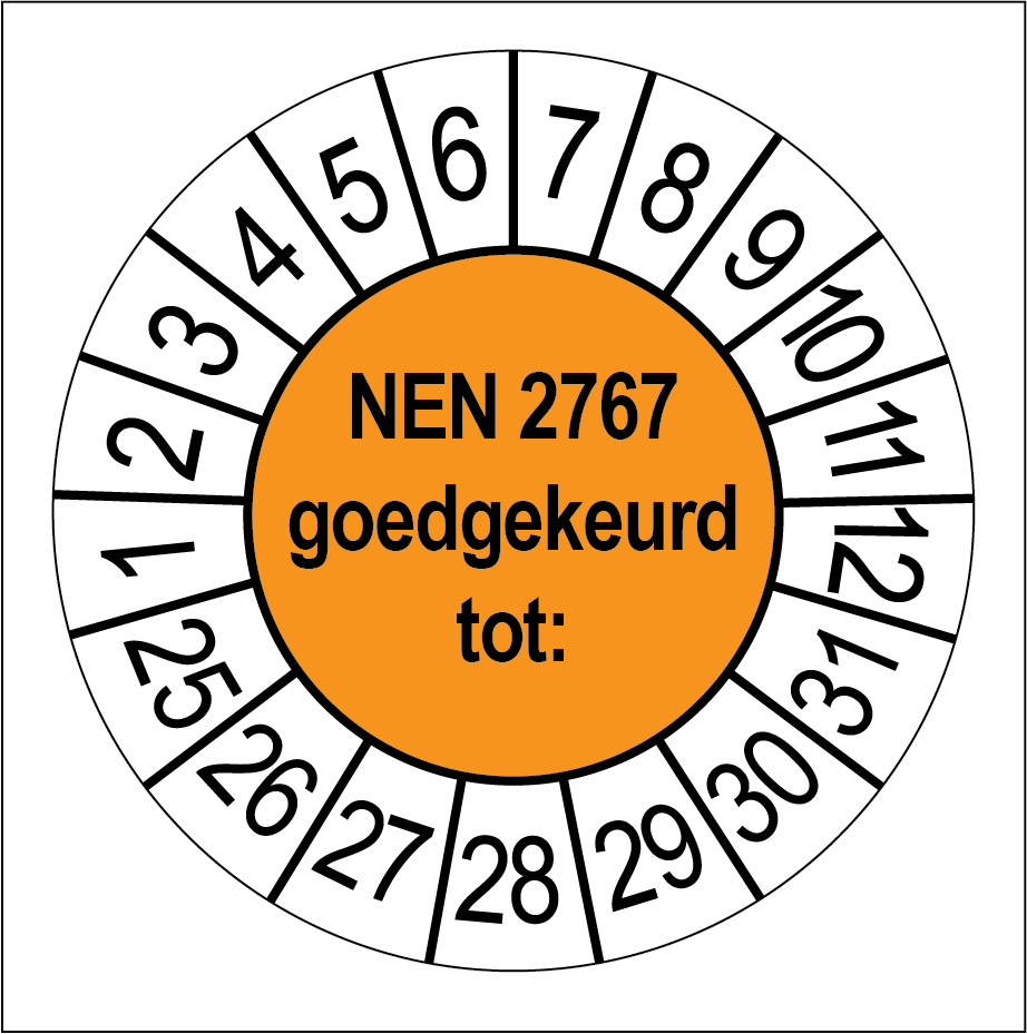 Keuringsstickers NEN 2767 Goedgekeurd Oranje - Rond 35 mm - Ricard