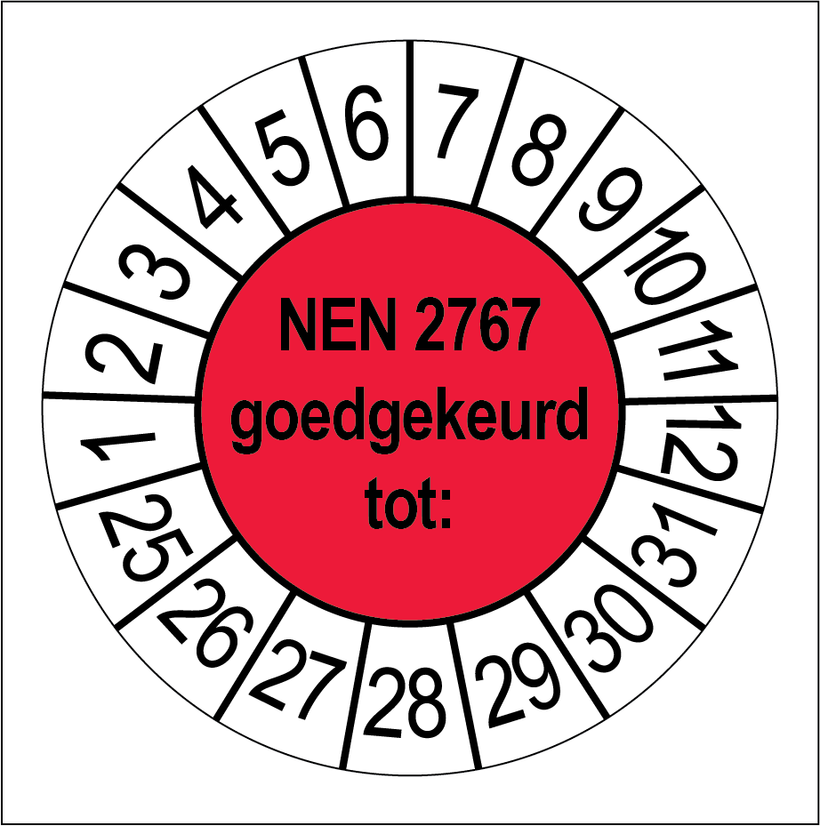 Keuringsstickers NEN 2767 Goedgekeurd Rood - Rond 35 mm - Ricard