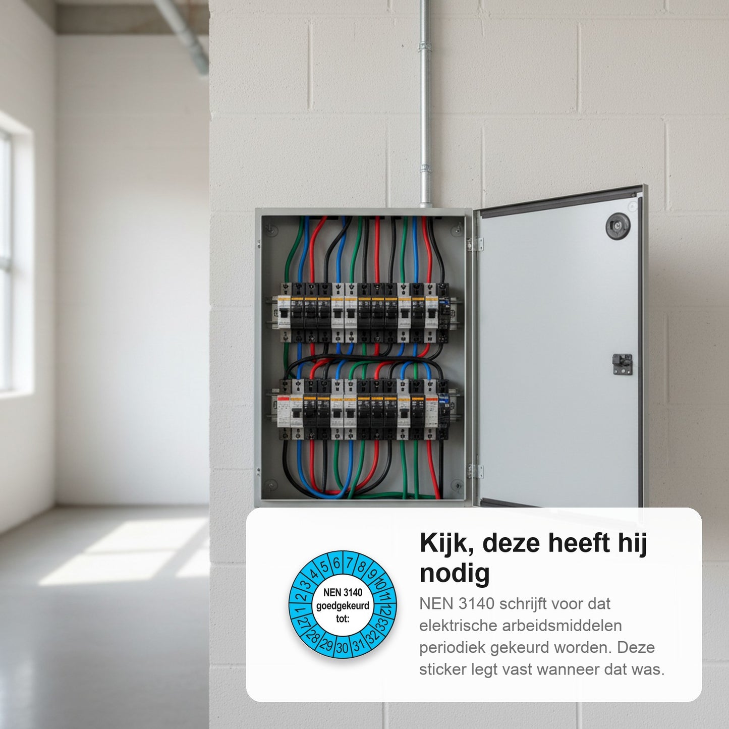 sfeerbeeld NEN 3140 Goedgekeurd tot Buiten Blauw