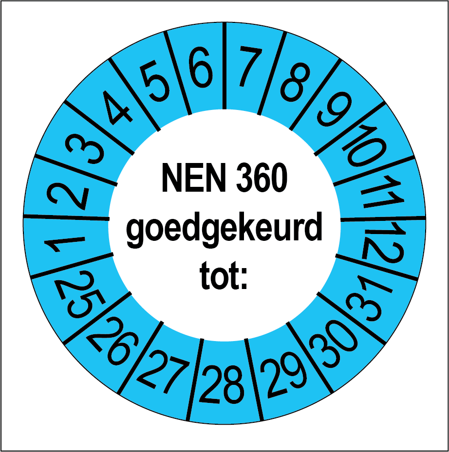 Keuringsstickers NEN 360 Goedgekeurd Blauwe Buitenrand - Rond 35 mm - Ricard