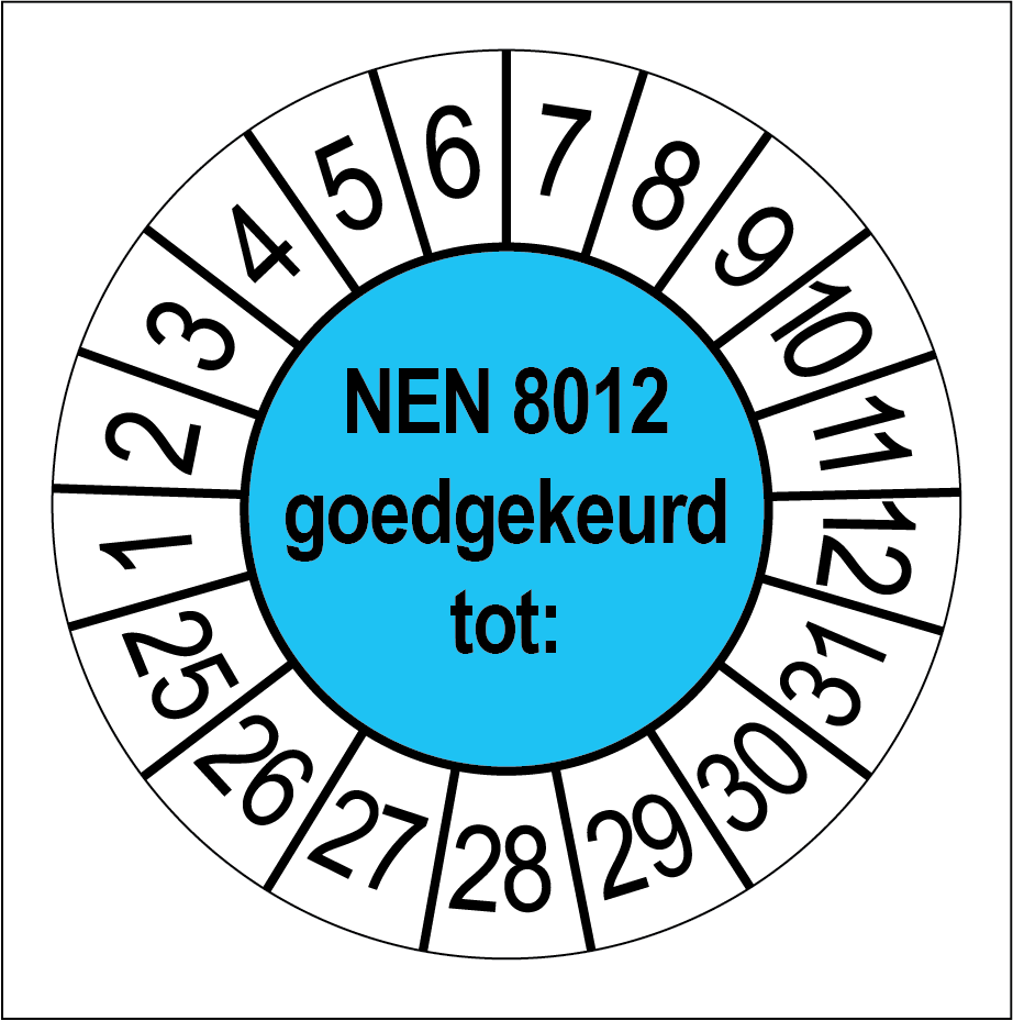 Keuringsstickers NEN 8012 Goedgekeurd Blauw - Rond 35 mm - Ricard