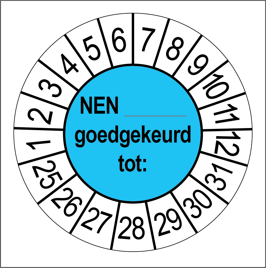 NEN Goedgekeurd Keuringsstickers | 50 stuks (10 strips) | 35mm Rond | Vinyl - Ricard Pictogram stickers - 8718133058646