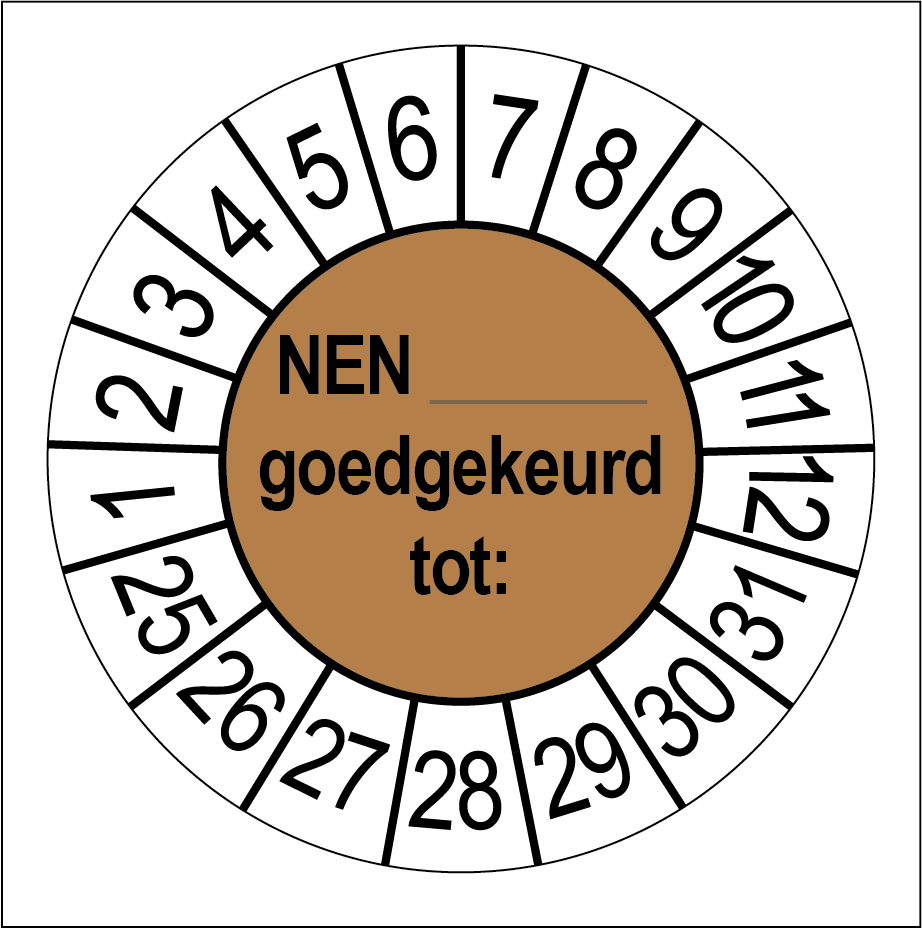 NEN Goedgekeurd Keuringsstickers | 50 stuks (10 strips) | 35mm Rond | Vinyl - Ricard Pictogram stickers - 8718133058653