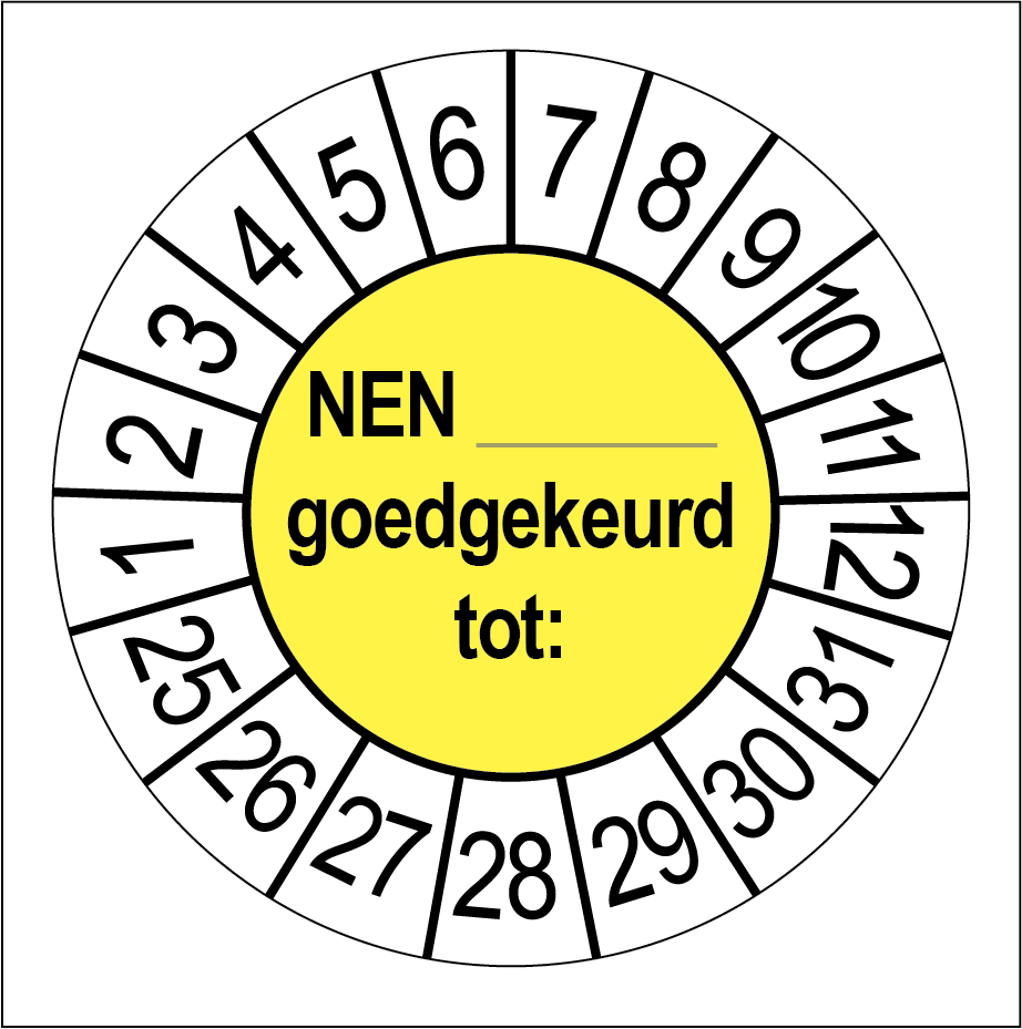 NEN Goedgekeurd Keuringsstickers | 50 stuks (10 strips) | 35mm Rond | Vinyl - Ricard Pictogram stickers - 8718133058660