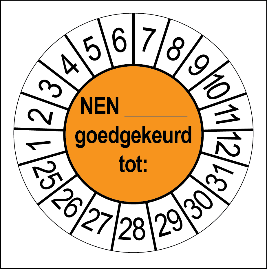 NEN Goedgekeurd Keuringsstickers | 50 stuks (10 strips) | 35mm Rond | Vinyl - Ricard Pictogram stickers - 8718133058677