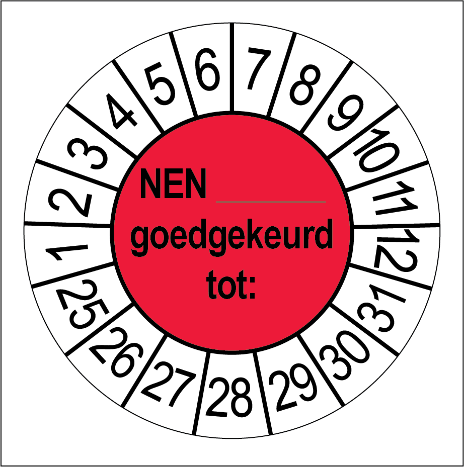NEN Goedgekeurd Keuringsstickers | 50 stuks (10 strips) | 35mm Rond | Vinyl - Ricard Pictogram stickers - 8718133058684