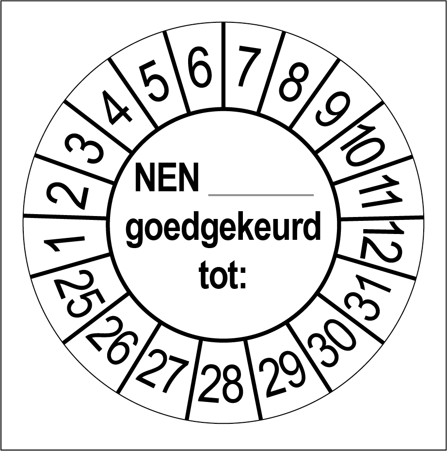 NEN Goedgekeurd Keuringsstickers | 50 stuks (10 strips) | 35mm Rond | Vinyl - Ricard Pictogram stickers - 8718133058691