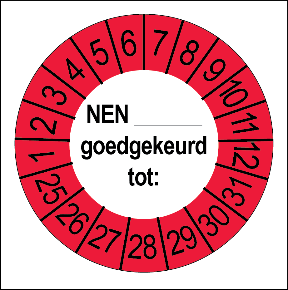 NEN Goedgekeurd Keuringsstickers | 50 stuks (10 strips) | 35mm Rond | Vinyl - Ricard Pictogram stickers - 8718133058707