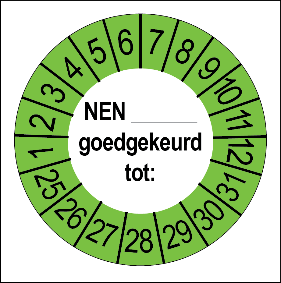 NEN Goedgekeurd Keuringsstickers | 50 stuks (10 strips) | 35mm Rond | Vinyl - Ricard Pictogram stickers - 8718133058714