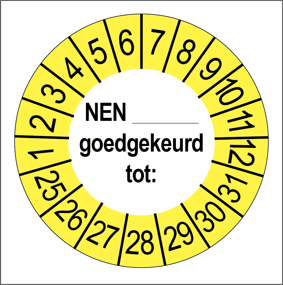 NEN Goedgekeurd Keuringsstickers | 50 stuks (10 strips) | 35mm Rond | Vinyl - Ricard Pictogram stickers - 8718133058738
