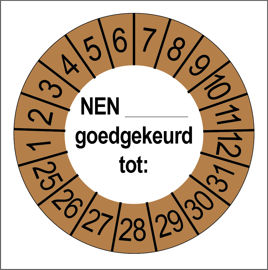 NEN Goedgekeurd Keuringsstickers | 50 stuks (10 strips) | 35mm Rond | Vinyl - Ricard Pictogram stickers - 8718133058738