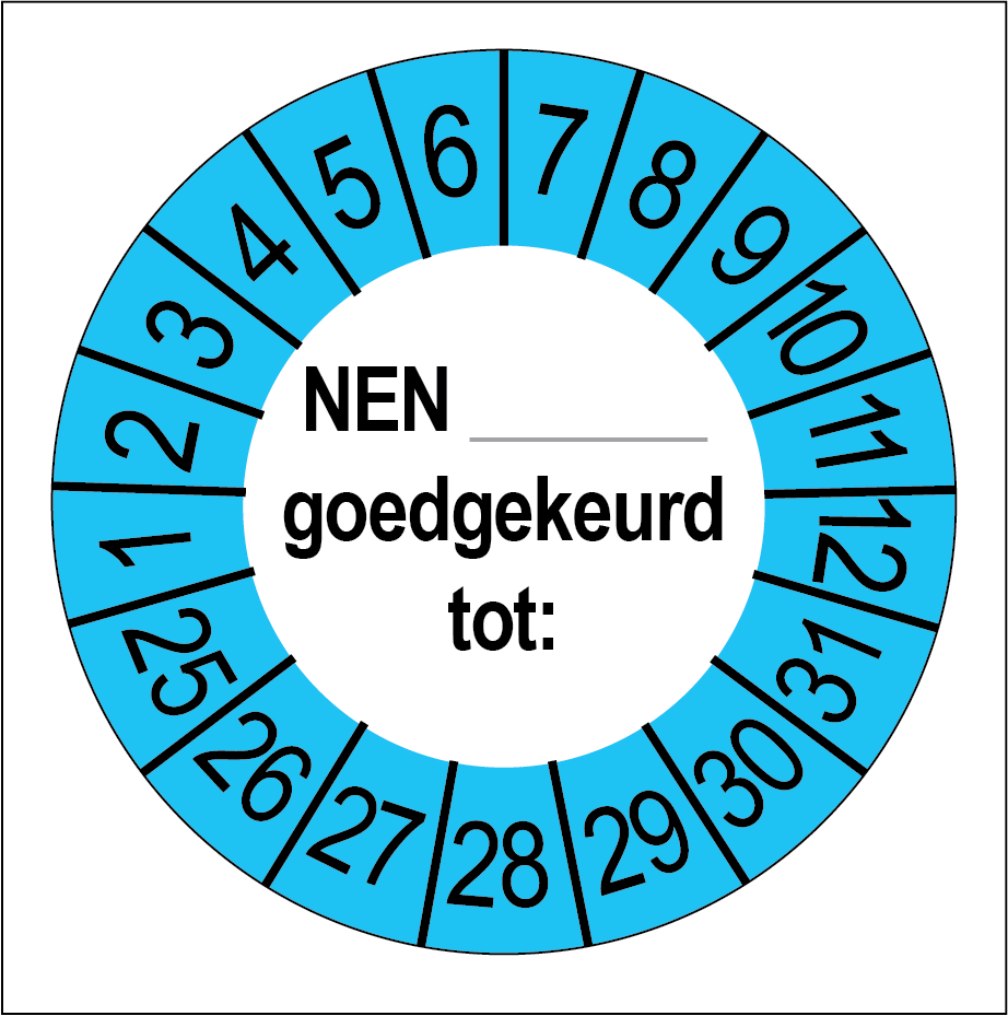 NEN Goedgekeurd Keuringsstickers | 50 stuks (10 strips) | 35mm Rond | Vinyl - Ricard Pictogram stickers - 8718133058752