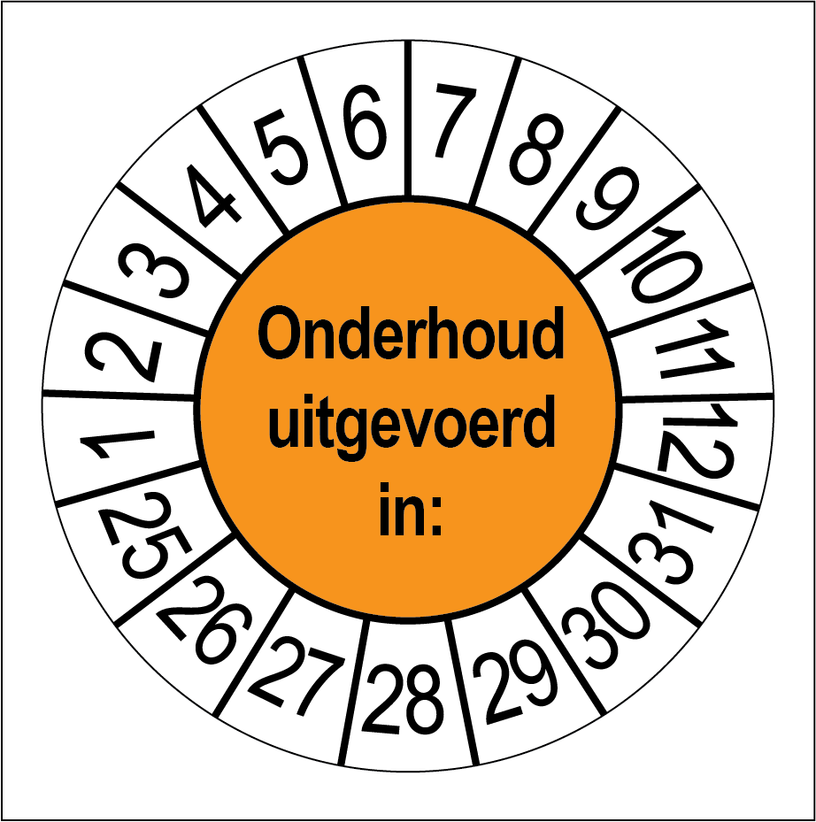 Keuringsstickers Onderhoud Uitgevoerd Oranje - Rond 35 mm - Ricard
