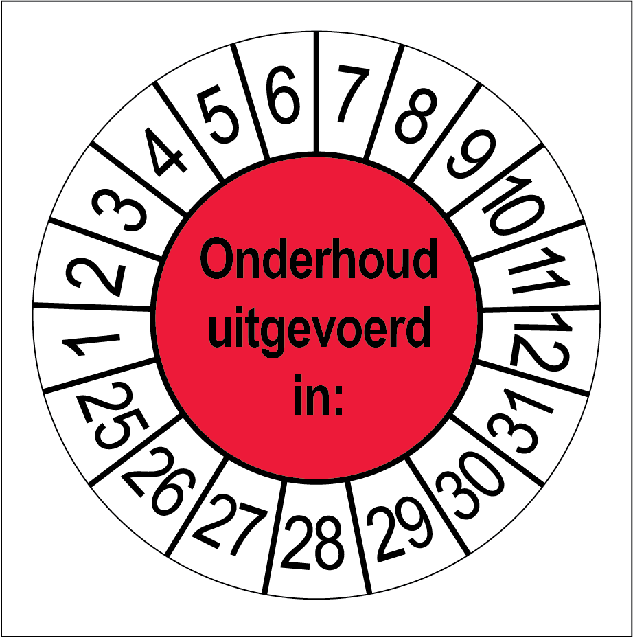 Keuringsstickers Onderhoud Uitgevoerd Rood - Rond 35 mm - Ricard
