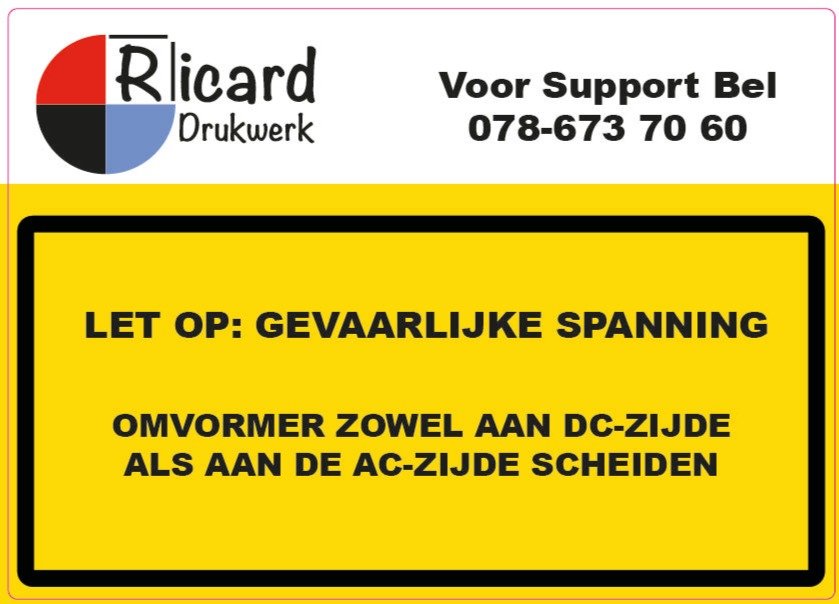 PV Sticker met eigen LOGO - Tekst is volledig zelf aan te passen versie3 - Ricard Pictogram stickers -