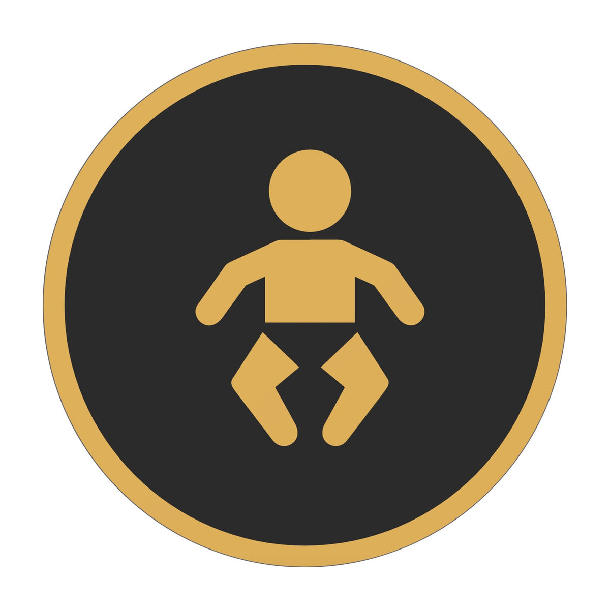 Bordje Baby verschonen, 12,5 cm rond, Zwart-Goud