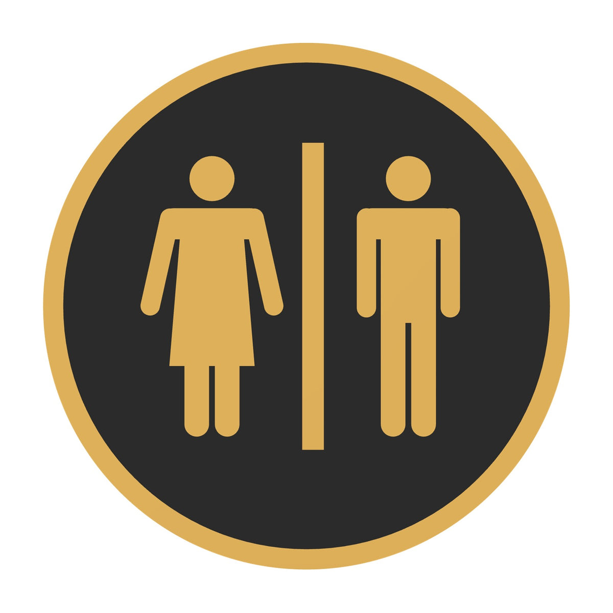 Toiletbordje Man en Vrouw, 12,5 cm rond, Zwart-Goud