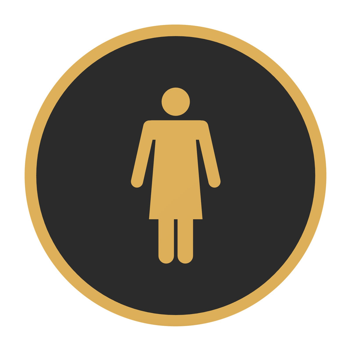 Toiletbordje Vrouw, 12,5 cm rond, Zwart-Goud