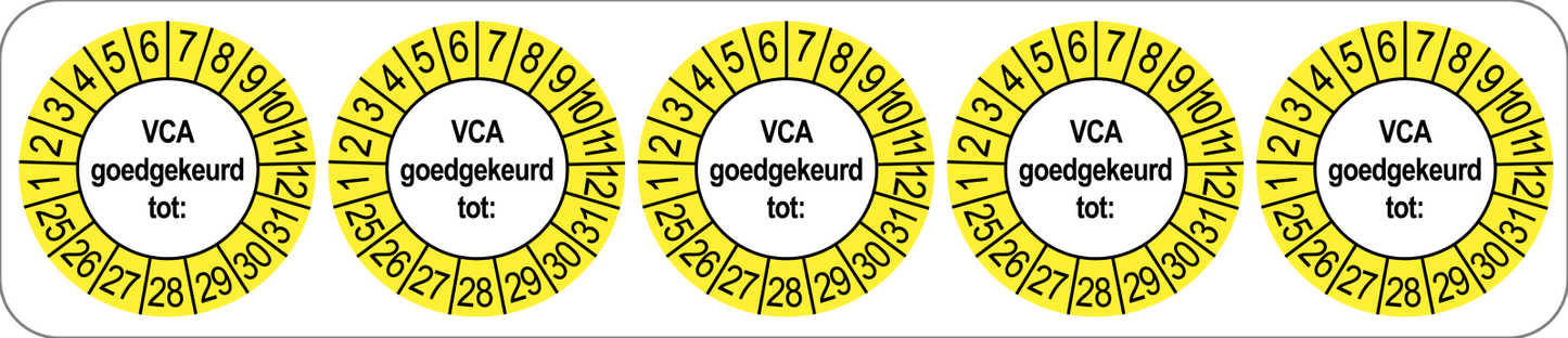 VCA Keuringsstickers | 50 stuks (10 strips) | 35mm Rond | Vinyl | Goedgekeurd - Ricard Pictogram stickers - 8718133053245