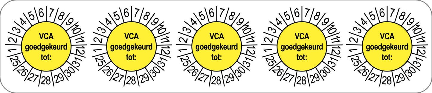 VCA Keuringsstickers | 50 stuks (10 strips) | 35mm Rond | Vinyl | Goedgekeurd - Ricard Pictogram stickers - 8718133053245