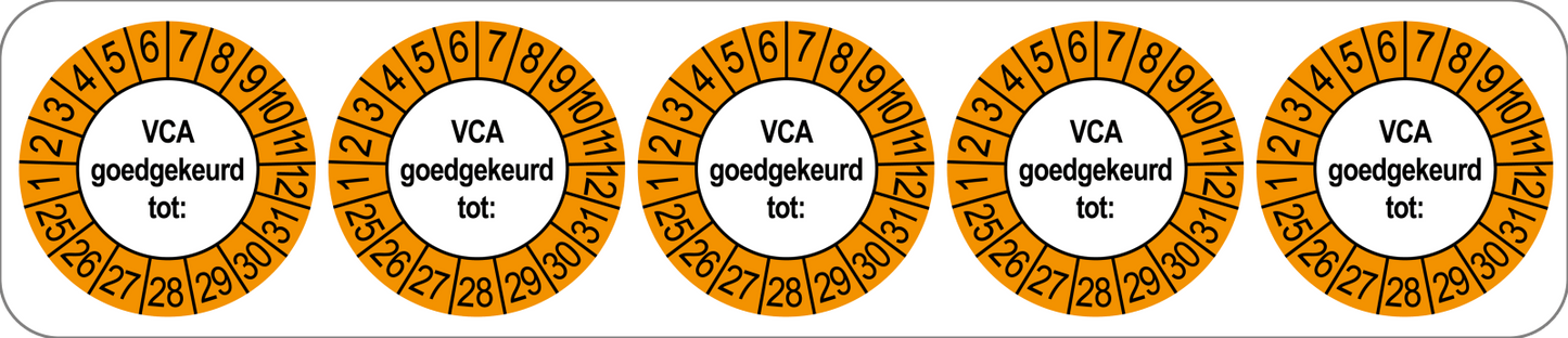 VCA Keuringsstickers | 50 stuks (10 strips) | 35mm Rond | Vinyl | Goedgekeurd - Ricard Pictogram stickers - 8718133053375