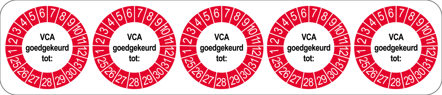 VCA Keuringsstickers | 50 stuks (10 strips) | 35mm Rond | Vinyl | Goedgekeurd - Ricard Pictogram stickers - 8718133053429