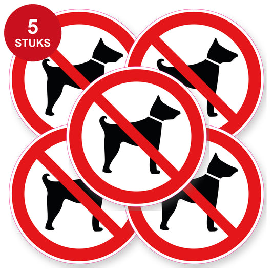 Verboden voor honden sticker 20 cm | 5 stuks | Pictogram vinyl - 5 stuks