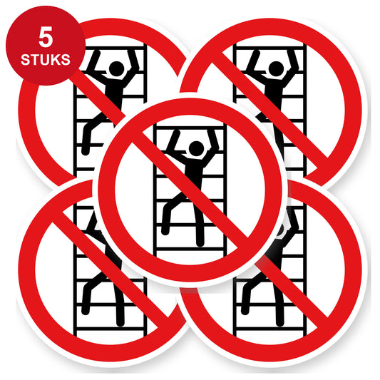 Verboden te klimmen sticker 20 cm | 5 stuks | Pictogram vinyl - 5 stuks
