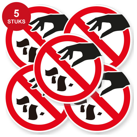 Verboden vuil weg te gooien sticker 20 cm | 5 stuks | Pictogram vinyl - 5 stuks