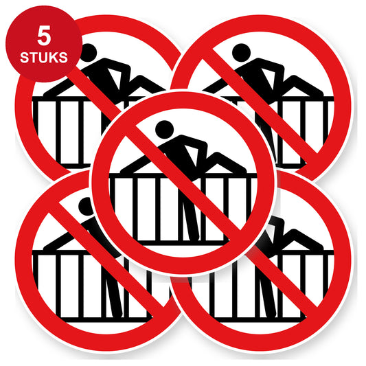 Verboden over het hek te klimmen sticker 20 cm | 5 stuks | Pictogram vinyl - 5 stuks