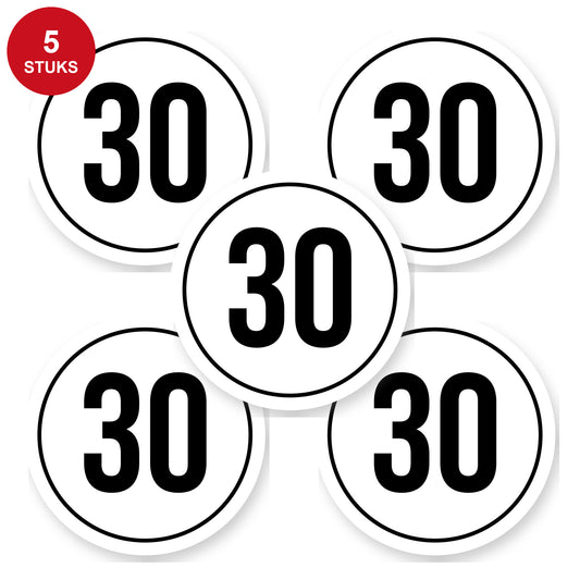 Tempo 30 sticker 15 cm | 5 stuks | Weersbestendig vinyl - 5 stuks