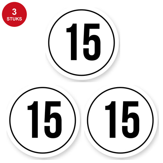 Tempo 15 sticker 25 cm | 3 stuks | Weersbestendig vinyl - 3 stuks