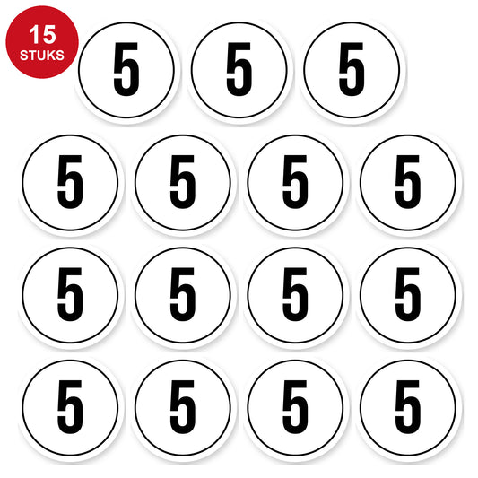 Tempo 5 sticker 5 cm | 15 stuks | Weersbestendig vinyl - 15 stuks