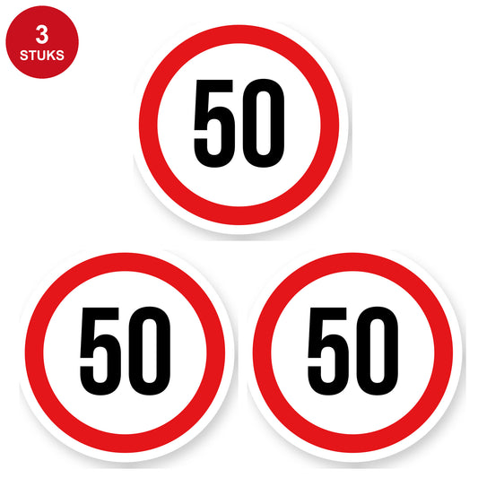 Max snelheid 50 sticker 25 cm | 3 stuks | Weersbestendig vinyl - 3 stuks