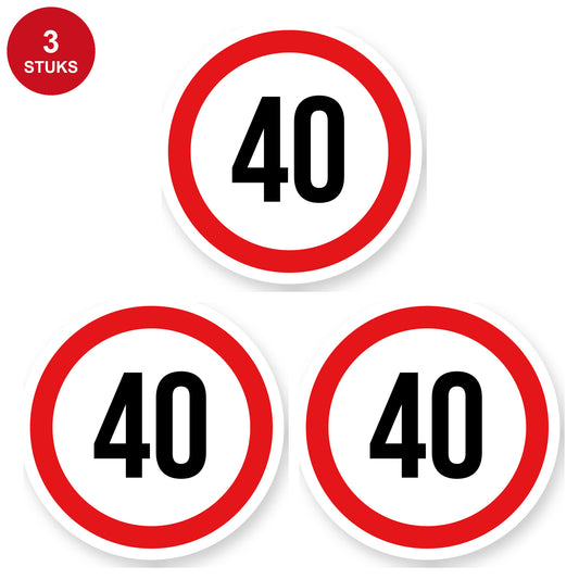 Max snelheid 40 sticker 25 cm | 3 stuks | Weersbestendig vinyl - 3 stuks