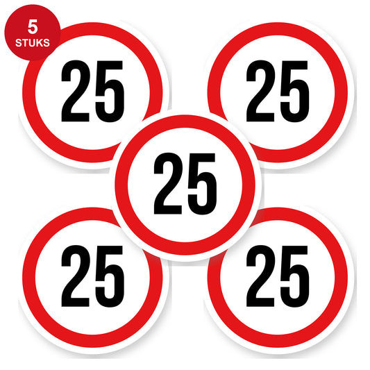 Max snelheid 25 sticker 15 cm | 5 stuks | Weersbestendig vinyl - 5 stuks