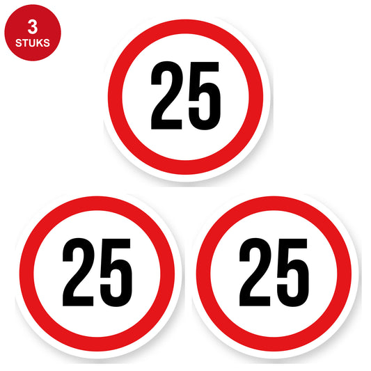 Max snelheid 25 sticker 30 cm | 3 stuks | Weersbestendig vinyl - 3 stuks