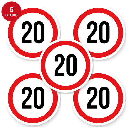 Max snelheid 20 sticker 15 cm | 5 stuks | Weersbestendig vinyl - 5 stuks