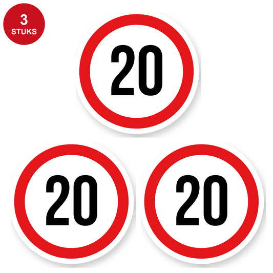 Max snelheid 20 sticker 30 cm | 3 stuks | Weersbestendig vinyl - 3 stuks