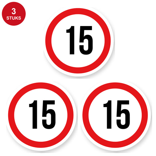 Max snelheid 15 sticker 25 cm | 3 stuks | Weersbestendig vinyl - 3 stuks