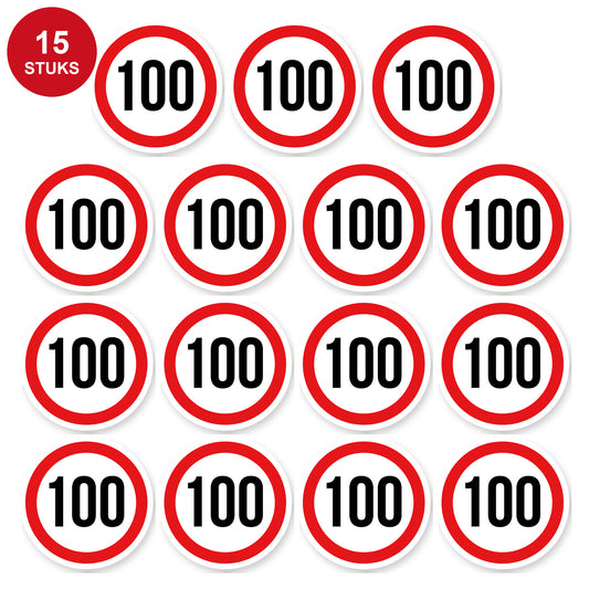 Max snelheid 100 sticker 5 cm | 15 stuks | Weersbestendig vinyl - 15 stuks