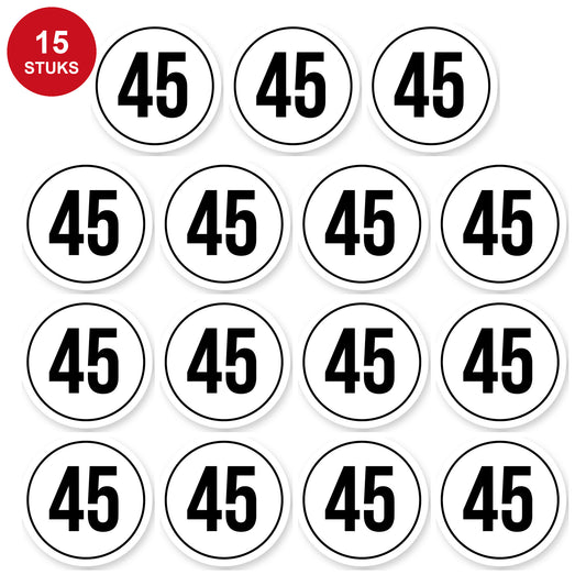 Tempo 45 sticker 5 cm | 15 stuks | Weersbestendig vinyl - 15 stuks