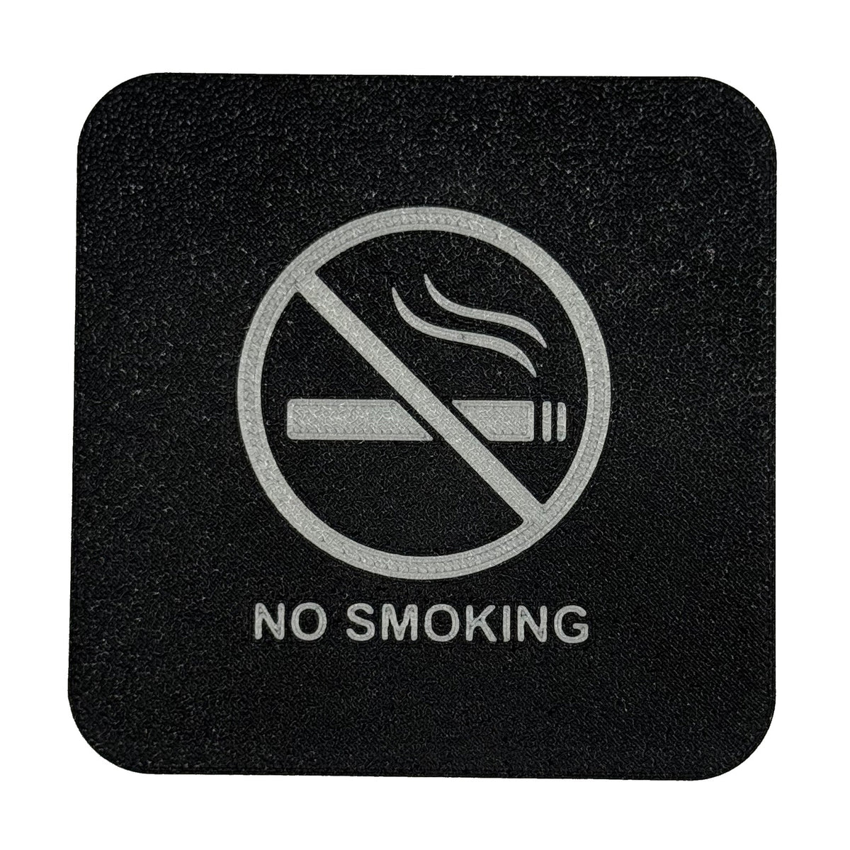 No Smoking bordje (verboden te roken), 10 x 10 cm, Zwart-Zilver