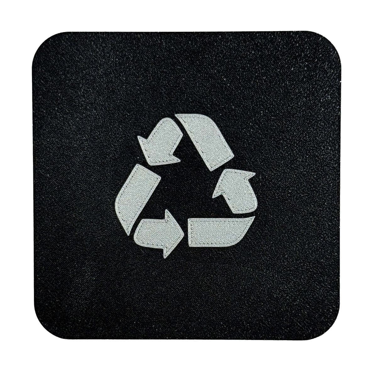 Recycle bordje, 10 x 10 cm, Zwart-Zilver