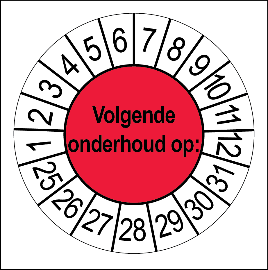 Keuringsstickers Volgende Onderhoud Rood - Rond 35 mm - Ricard