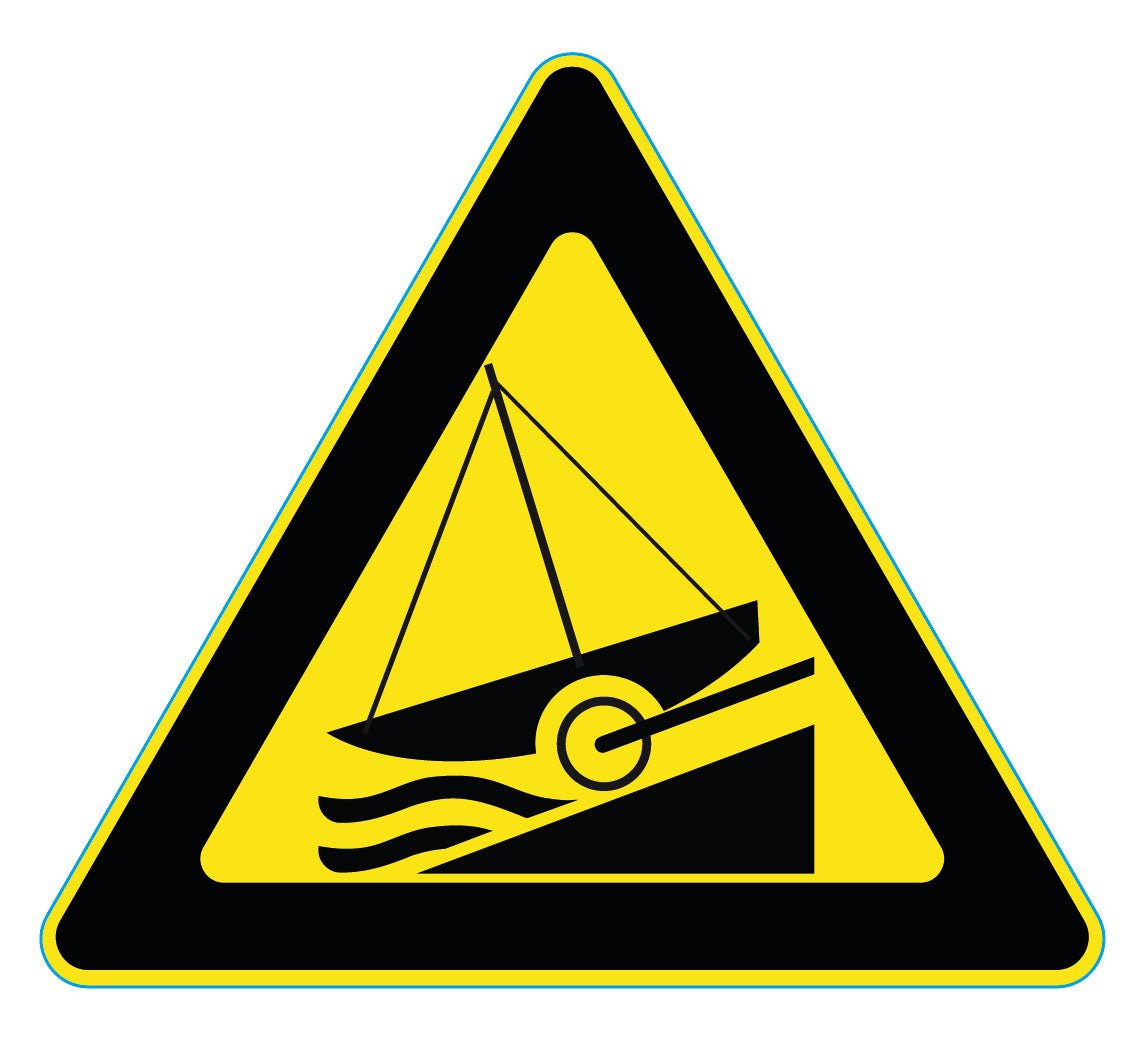 Waarschuwingssticker botenhelling, ISO 7010 W044, 20 cm