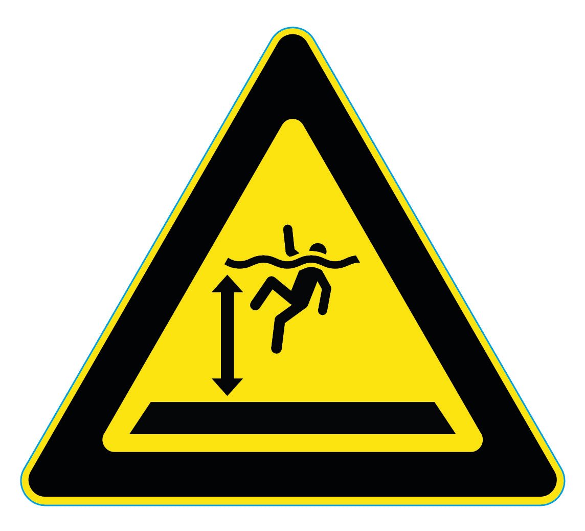 Waarschuwingssticker diep water, ISO 7010 W047, 20 cm