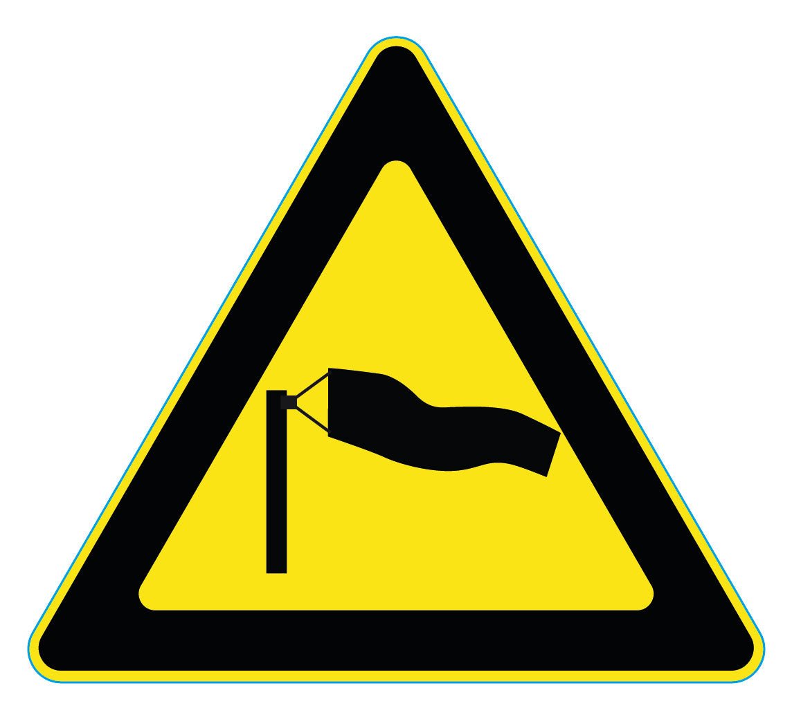 Waarschuwingssticker harde wind, ISO 7010 W064, 20 cm