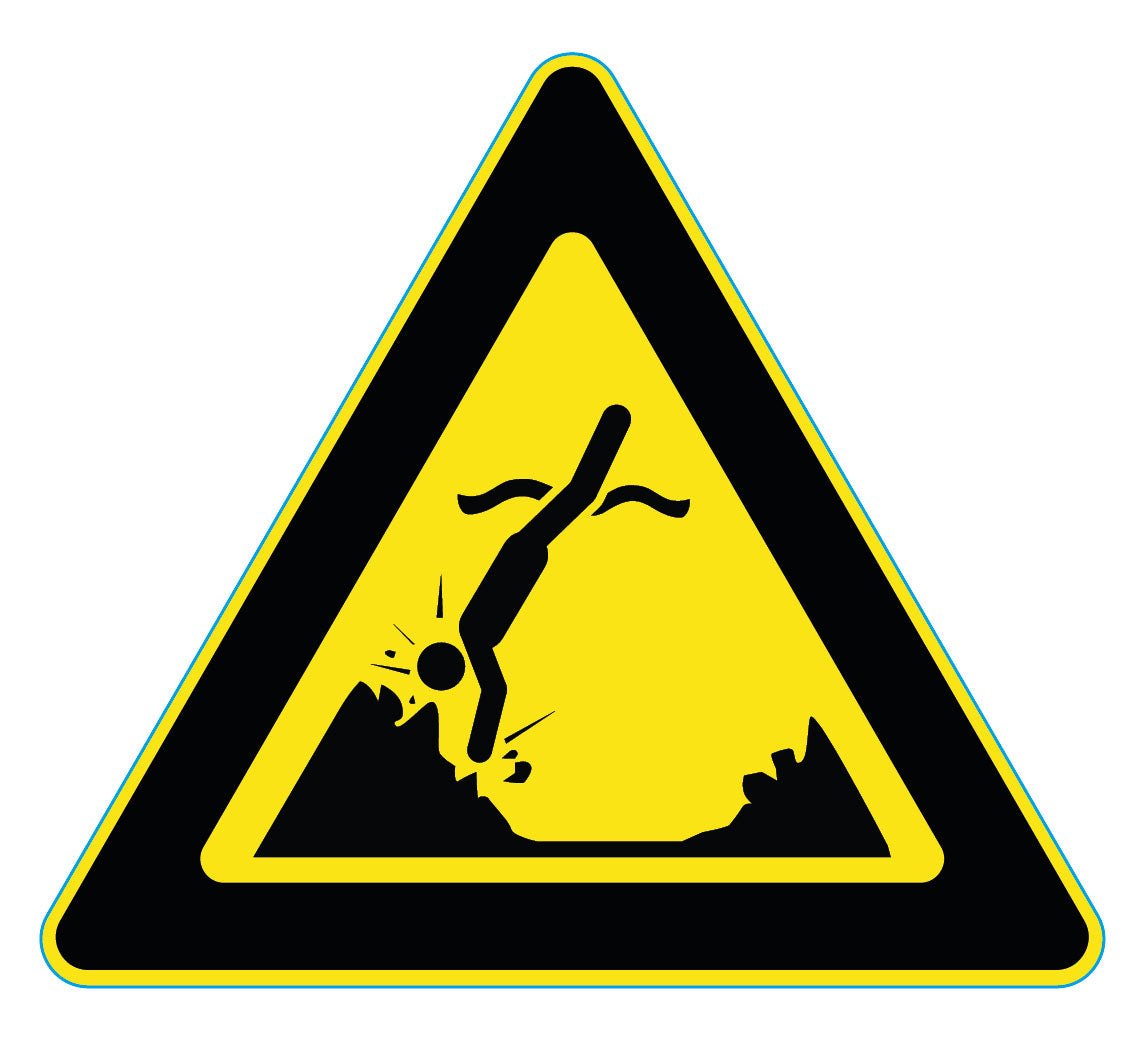 Waarschuwingssticker objecten onder water, ISO 7010 W049, 20 cm
