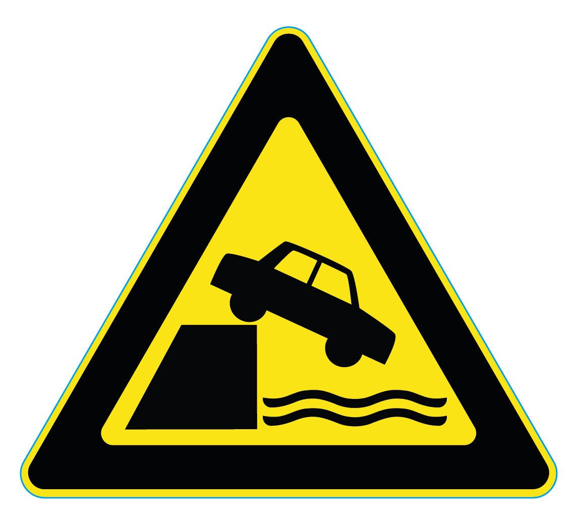 Waarschuwingssticker onbeschermde randen, ISO 7010 W051, 20 cm
